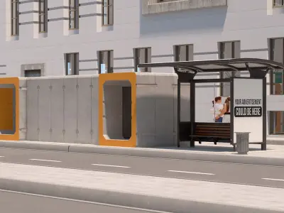 Bus Stop Bomb Shelter Module 3D model