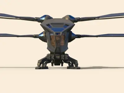 Ornithopter futuristic helicopter with two propellers 3D model