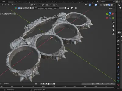 Silver Spiked Knuckles 3D model