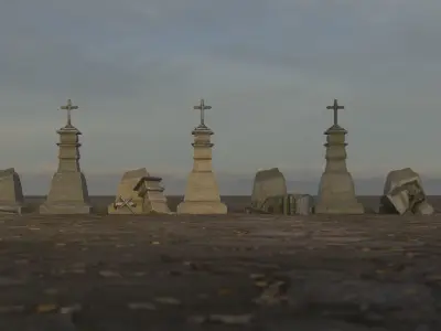 Hand Sculpted cemetery gravestones part 9 Low-poly 3D model