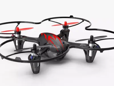 Hubsan X4 H107C BlackRed Propeller Guard Low-poly 3D model