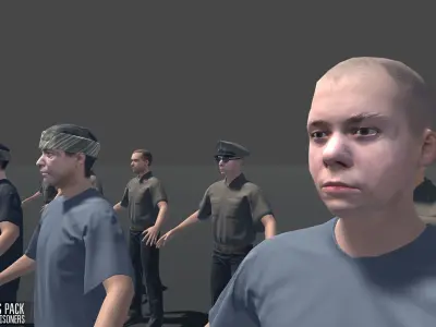 Characters pack - guards and prisoners Low-poly 3D model