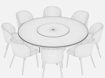 Dinning Set Morgan round table  Minotti dining chair Free 3D model