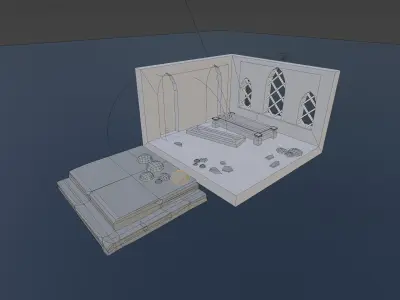 Low-Poly Game Tomb hidden treasures Stones Crypt Window Low-poly 3D model