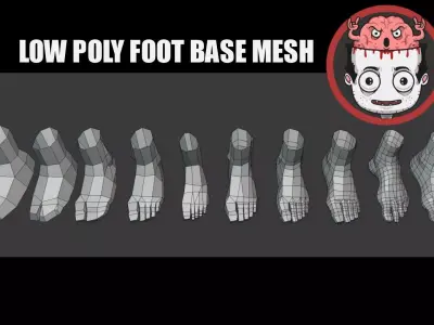 Foot basemesh pack Low-poly 3D model