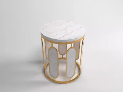 table 3d model gold and marble side Free low-poly 3D model