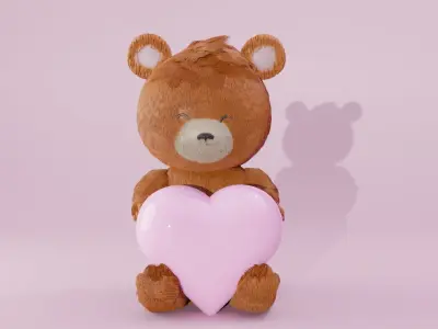 A taddy bear with fur Low-poly 3D model