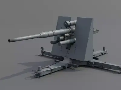 88mm Flak 36 Anti Aircraft Gun Low-poly 3D model