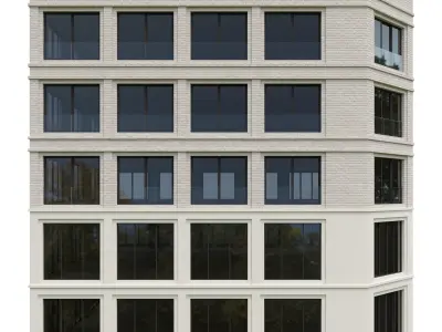 Building 1 modern office Low-poly 3D model