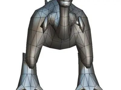 Low Poly Cartoon Creature Dino WhiteTava Low-poly 3D model