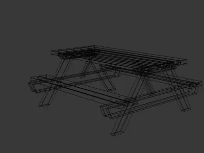 Outdoor Wooden Picnic Table Low-poly 3D model