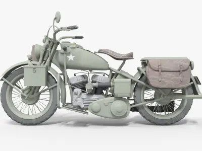 WWII USA MOTORCYCLE Low-poly 3D model