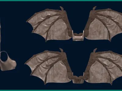 5 female wing outfit 3D model