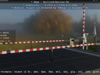 Railroad Barrier 8m High-Poly 3D model
