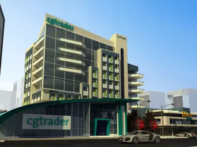 office building exterior with customer hall 3D model