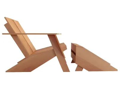 Crate and Barrel outdoor Adirondack Chair and ottoman Low-poly 3D model