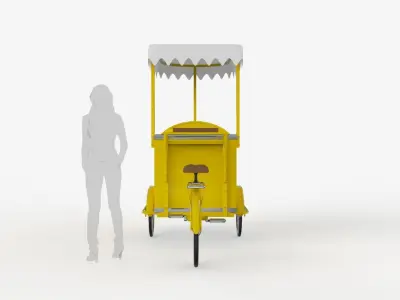Ice Cream Tricycle With Freezer 3D model