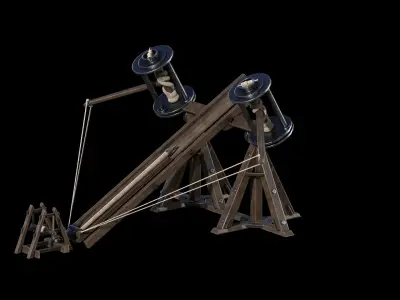 Medieval Siege Weapon - Big Ballista Low-poly 3D model