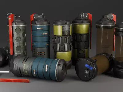 Sci-Fi Grenade Pack Low-poly 3D model