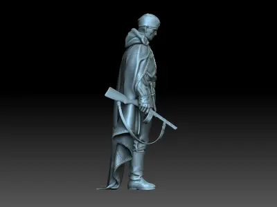 Soldier statue of man holding gun 3D print model