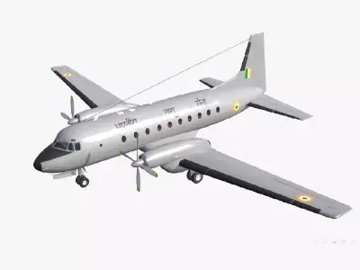Hawker Siddeley HS 748 Indian Airforce Low-poly 3D model