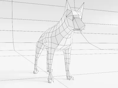 Wolf toon 3d model  Low-poly 3D model