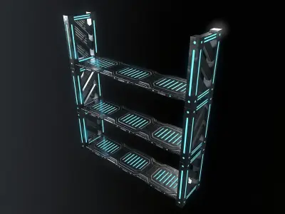 Sci-fi Closet Shelf type 1 Low-poly 3D model