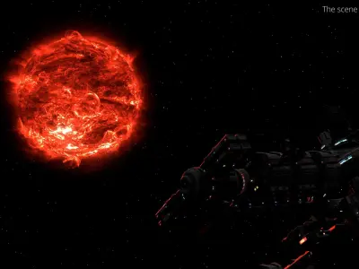 Volumetric Sun Surface And Flares Animated For Blender 3D model