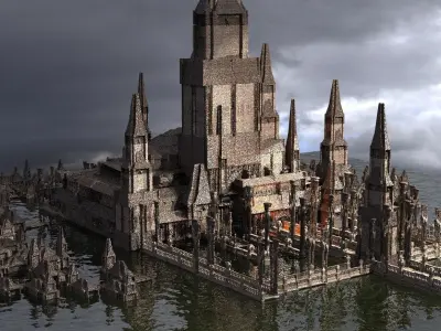 Lizard King Drake Fort City Tower Kit bash 3D model