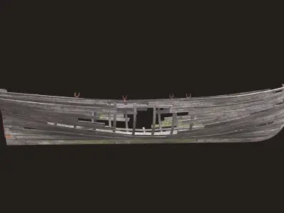 Ruined wooden boat Yal-6 Low-poly 3D model