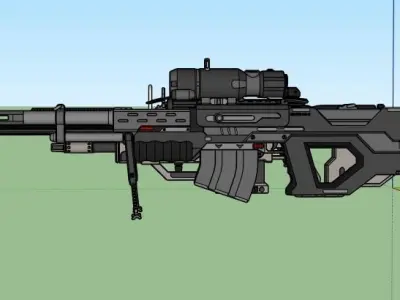 4 rifles gun with different parts Free 3D model