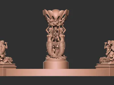 mermaid sculpture girl 3D model