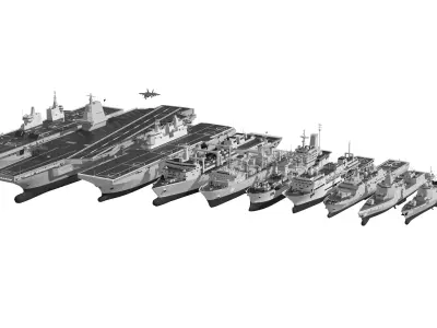 Chinese Navy 003 aircraft carrier Fujian new formation 3D model