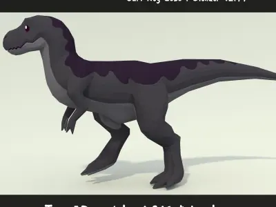 Low-poly T-rex Walking Pose Printable 12 colors Low-poly 3D model