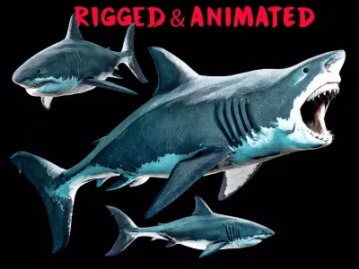 Great White Shark Low-poly 3D model