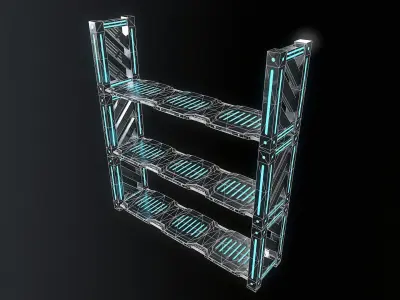 Sci-fi Closet Shelf type 1 Low-poly 3D model