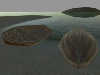 Row Boat Low-poly 3D model
