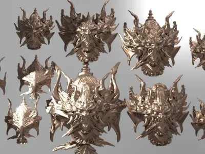 War God Baroque Mask and Shield Collection full  3D model
