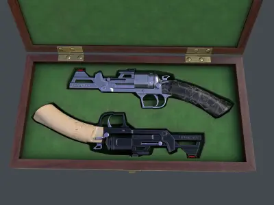 Concept Design Dueling Pair of Revolvers Argument Low-poly 3D model