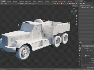 M 20 DIAMOND T MILITARY TRUCK BASE MESH Low-poly 3D model
