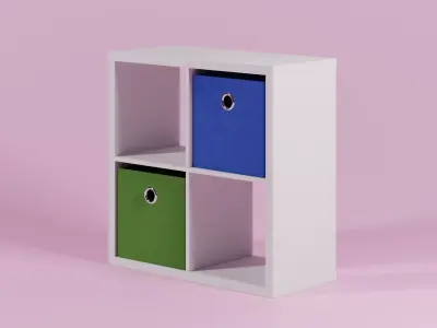 Cubic bookshelf with fabric storageboxes Free 3D model