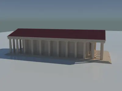 The Parthenon greek temple with columns and roof Low-poly 3D model