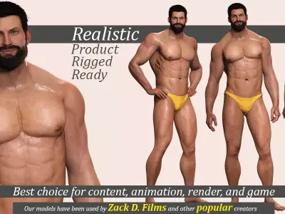 RIck Realistic Male Bodybuilder Character PBR Rigged Free 3D model