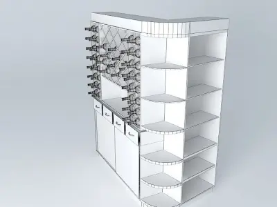 Kit wooden wine rack with shelves Free 3D model