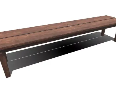 Old Medieval Wooden Bench Low-poly PBR Free low-poly 3D model