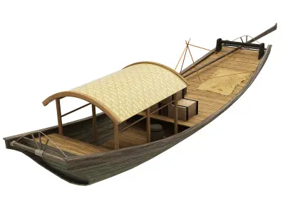 2 Chinese boats Low-poly 3D model