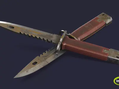 Bayonet knife Low-poly 3D model