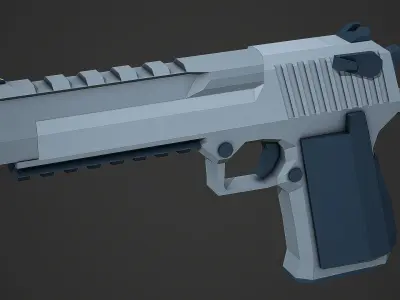 Stylized Desert Eagle Pistol Low Poly Mobile Ready Low-poly 3D model