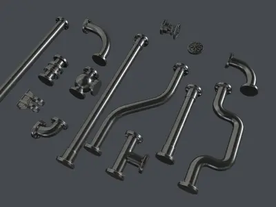 Modular Pipe Set Low-poly 3D model