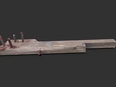 Nailed Plank Melee Weapon Low-poly PBR Free Free low-poly 3D model